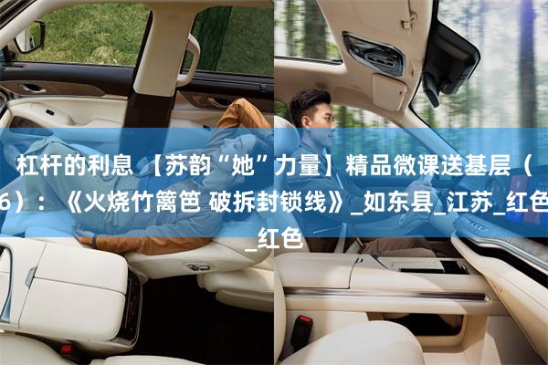 杠杆的利息 【苏韵“她”力量】精品微课送基层（6）：《火烧竹篱笆 破拆封锁线》_如东县_江苏_红色