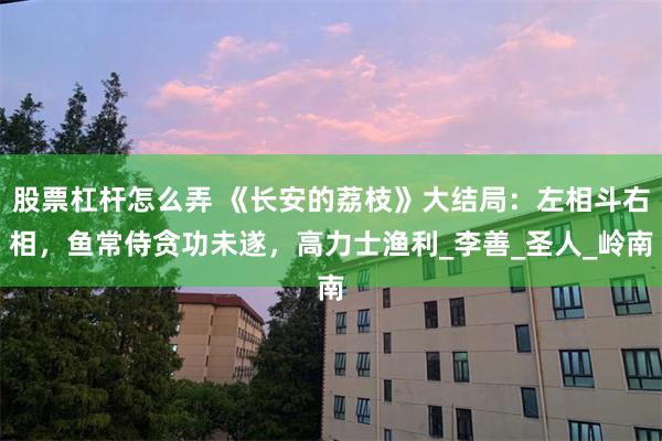 股票杠杆怎么弄 《长安的荔枝》大结局：左相斗右相，鱼常侍贪功未遂，高力士渔利_李善_圣人_岭南