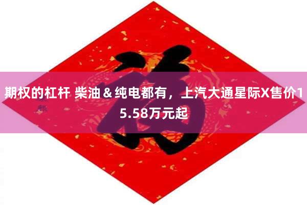 期权的杠杆 柴油＆纯电都有，上汽大通星际X售价15.58万元起